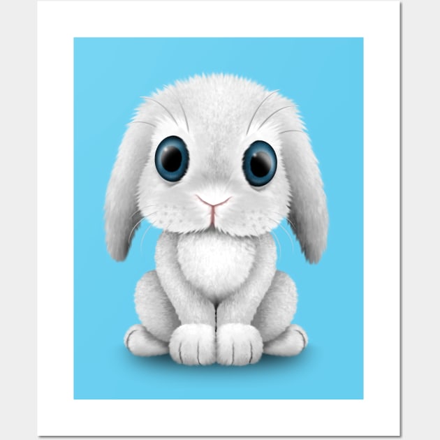 Cute White Baby Bunny Rabbit Wall Art by jeffbartels